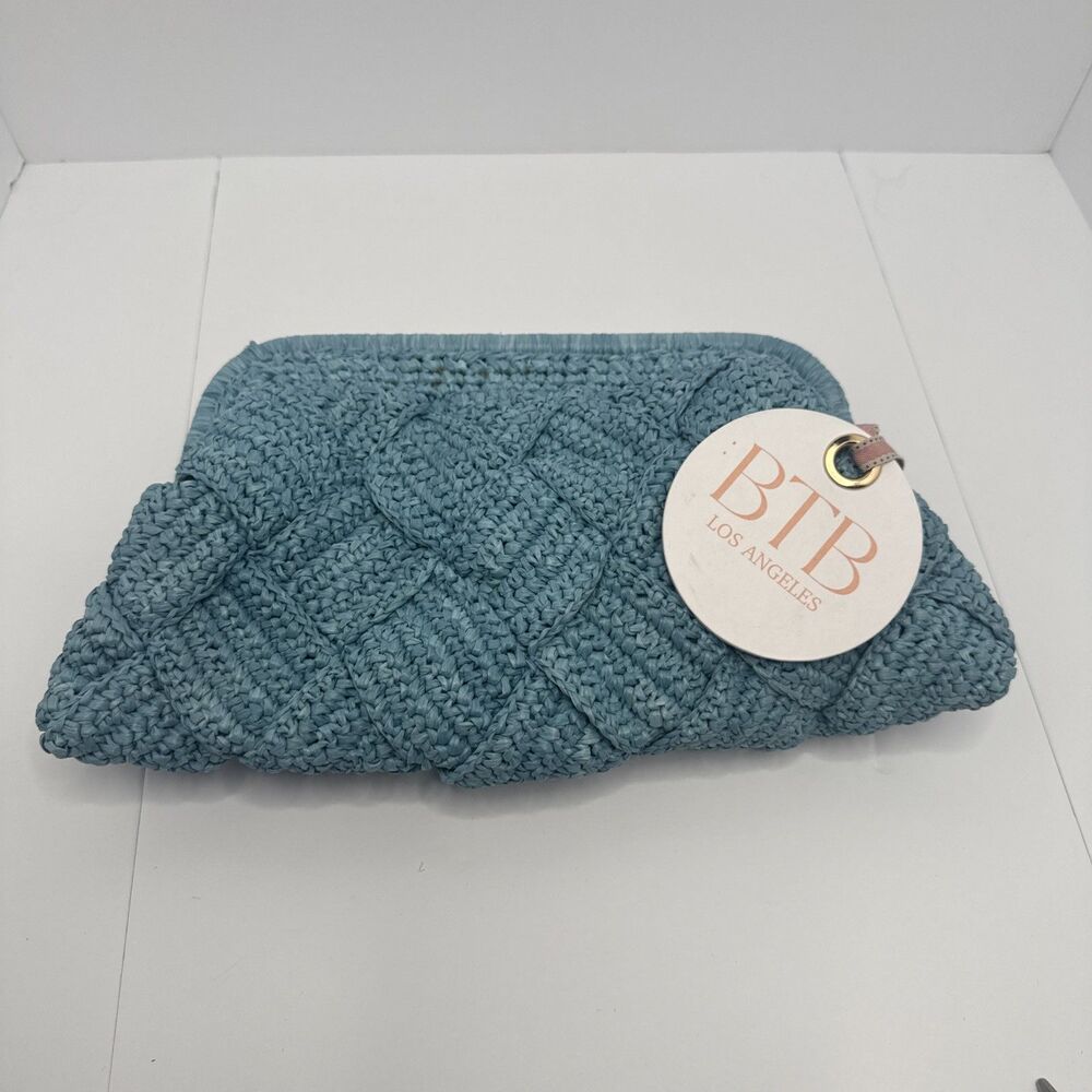 BTB Los Angeles Women's HARPER Framed Woven Raffia Clutch Purse NWT - Picture 11 of 11